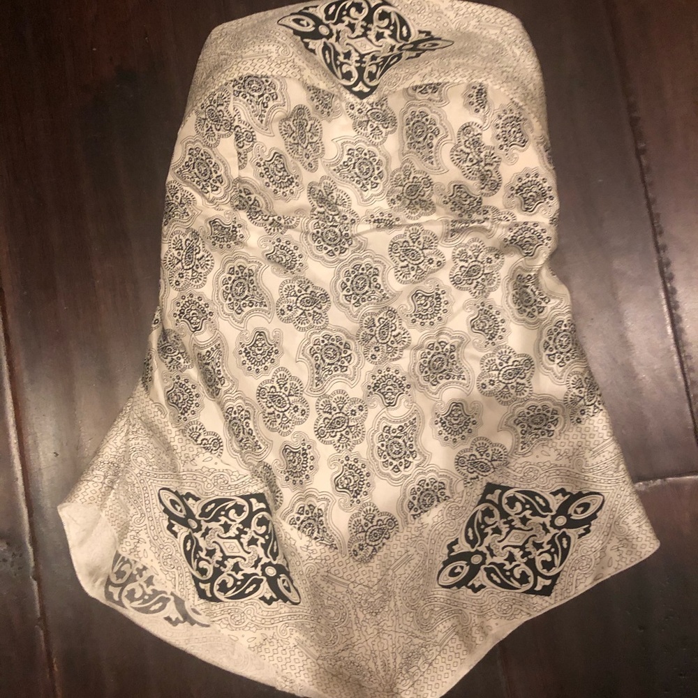 Black and White Silk Strapless Top